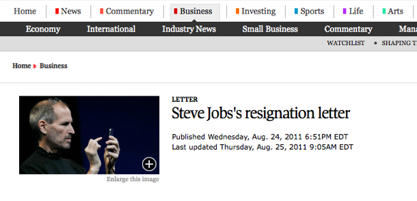 Steve Jobs Resigns
